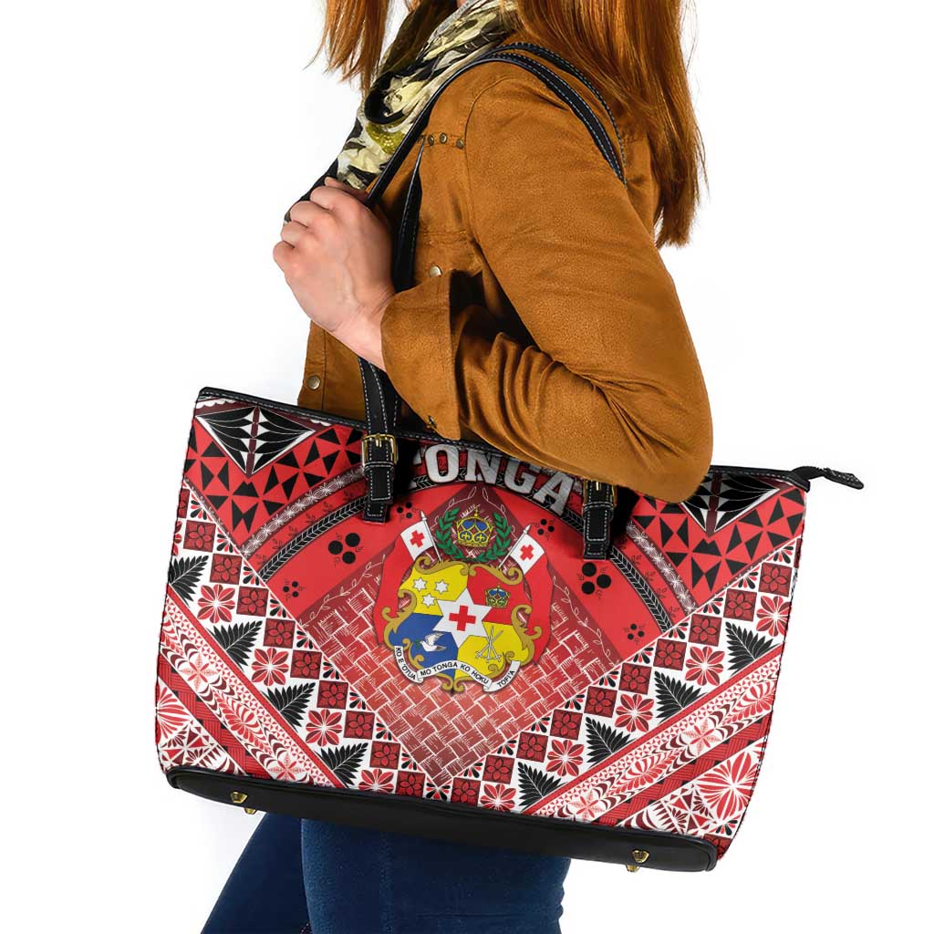 Tonga Constitution Day Leather Tote Bag 150 Years Jubilee - Polynesian Pride