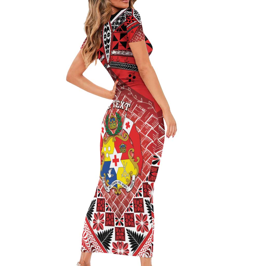 Personalised Tonga Constitution Day Short Sleeve Bodycon Dress 150 Years Jubilee LT05 - Polynesian Pride