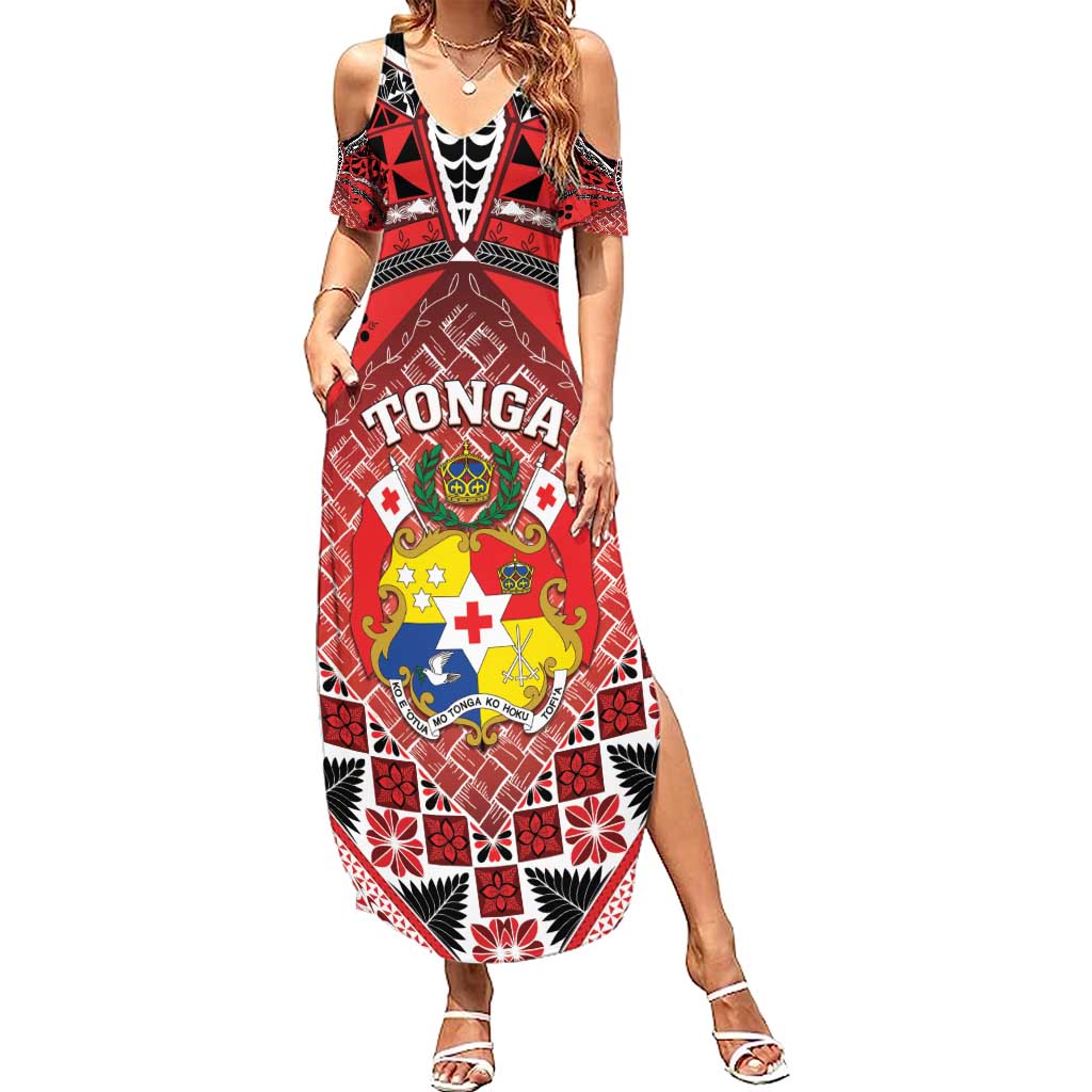 Personalised Tonga Constitution Day Summer Maxi Dress 150 Years Jubilee LT05 Women Red - Polynesian Pride