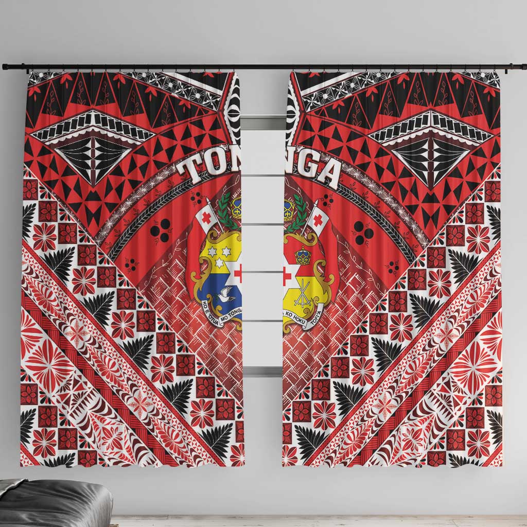 Tonga Constitution Day Window Curtain 150 Years Jubilee LT05 With Hooks Red - Polynesian Pride