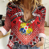Personalised Tonga Constitution Day Women Casual Shirt 150 Years Jubilee LT05 Female Red - Polynesian Pride