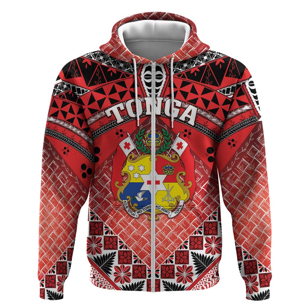 Personalised Tonga Constitution Day Zip Hoodie 150 Years Jubilee LT05 Zip Hoodie Red - Polynesian Pride