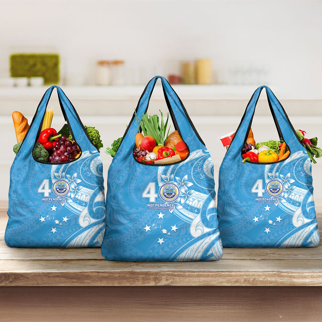 FSM Micronesia Grocery Bag 40th Independence Anniversary LT05 3-pack One Size Blue - Polynesian Pride