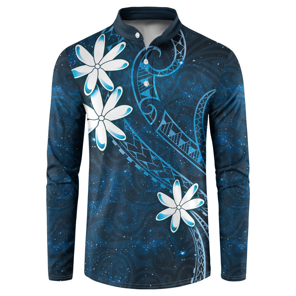 Tahiti Matarii Button Sweatshirt Tahitian Spring Blue Galaxy LT05 Blue - Polynesian Pride