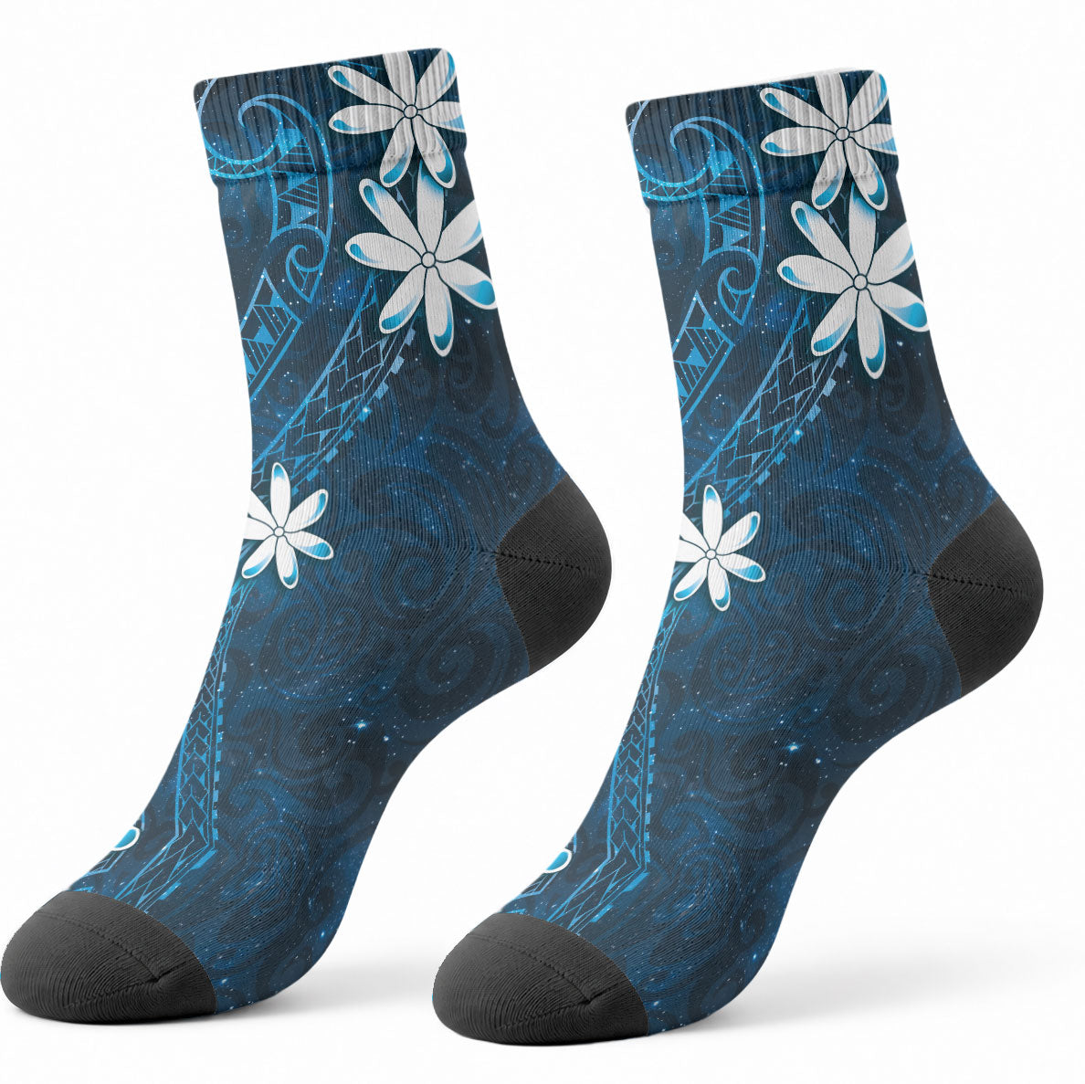 Tahiti Matarii Crew Socks Tahitian Spring Blue Galaxy LT05 - Polynesian Pride