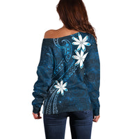 Tahiti Matarii Off Shoulder Sweater Tahitian Spring Blue Galaxy LT05 - Polynesian Pride