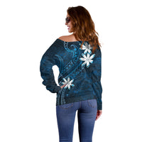 Tahiti Matarii Off Shoulder Sweater Tahitian Spring Blue Galaxy LT05 - Polynesian Pride