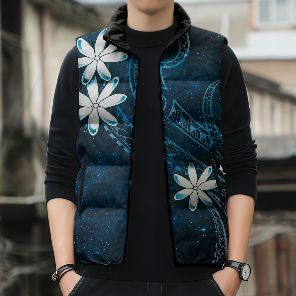 Tahiti Matarii Sleeveless Puffer Jacket Tahitian Spring Blue Galaxy LT05 - Polynesian Pride