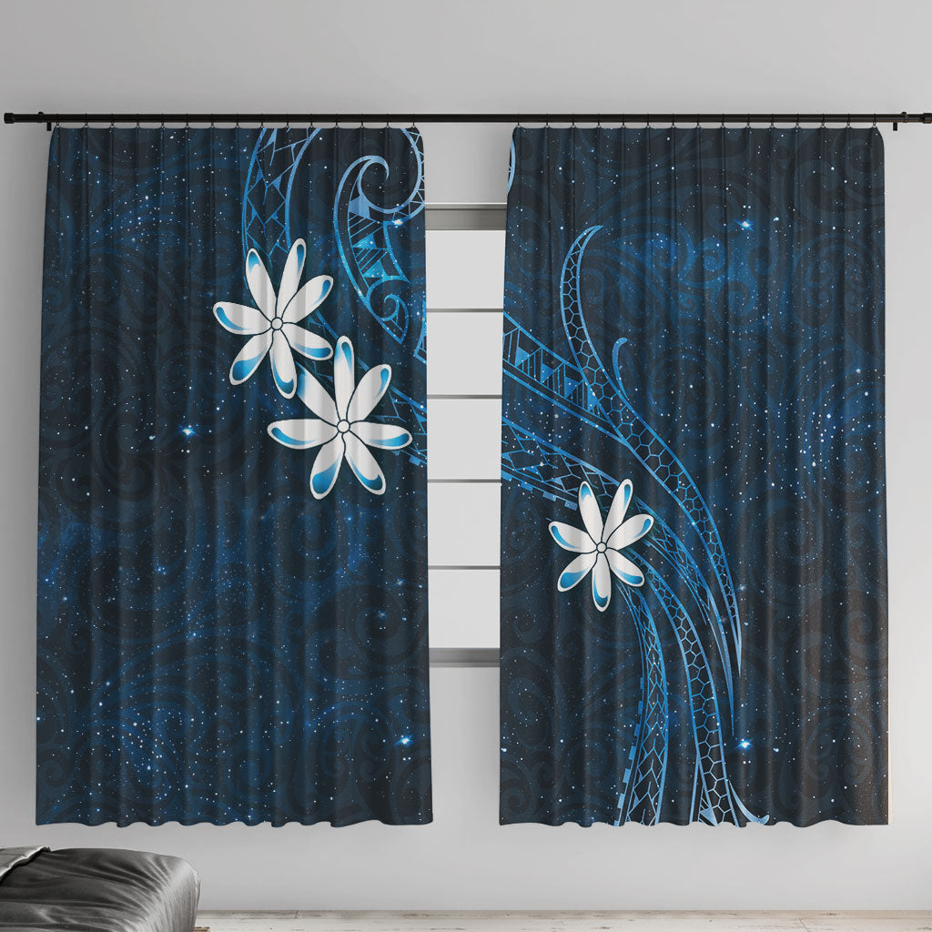 Tahiti Matarii Window Curtain Tahitian Spring Blue Galaxy LT05 With Hooks Blue - Polynesian Pride