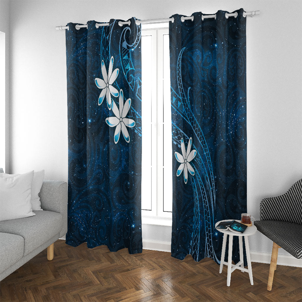 Tahiti Matarii Window Curtain Tahitian Spring Blue Galaxy LT05 With Grommets Blue - Polynesian Pride