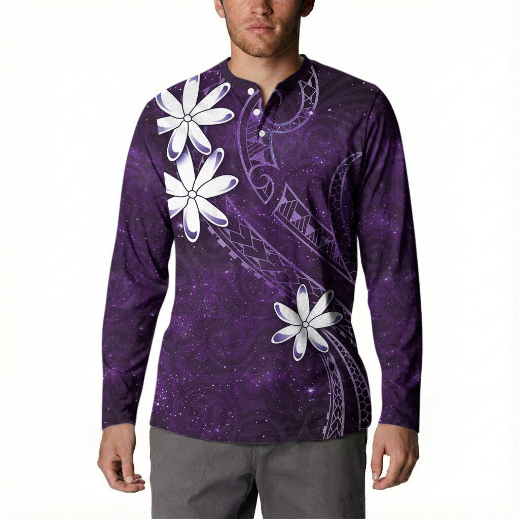Tahiti Matarii Button Sweatshirt Tahitian Spring Purple Galaxy LT05 - Polynesian Pride