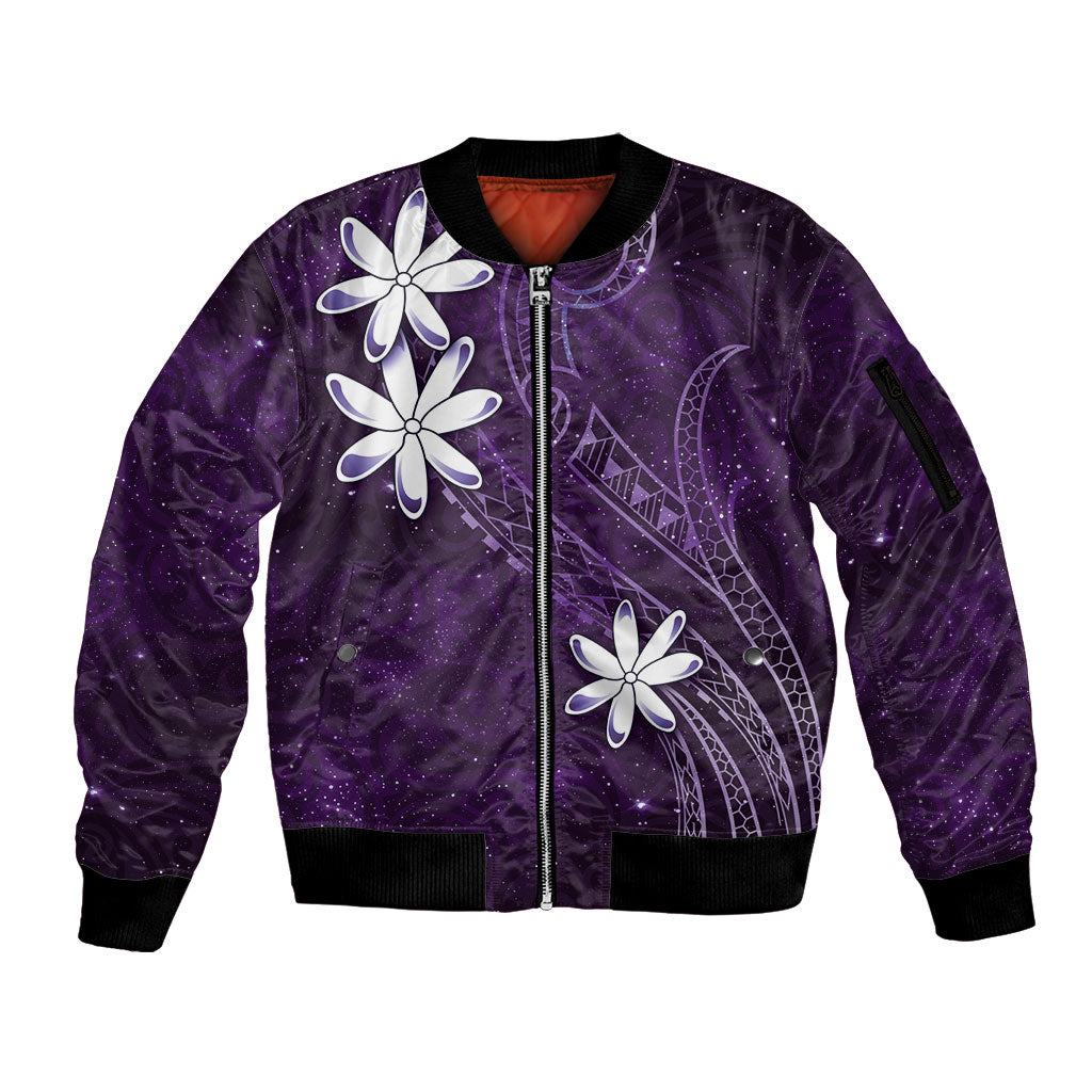 Tahiti Matarii Sleeve Zip Bomber Jacket Tahitian Spring Purple Galaxy LT05 Unisex Purple - Polynesian Pride