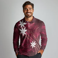 Tahiti Matarii Long Sleeve Polo Shirt Tahitian Spring Red Galaxy LT05 - Polynesian Pride