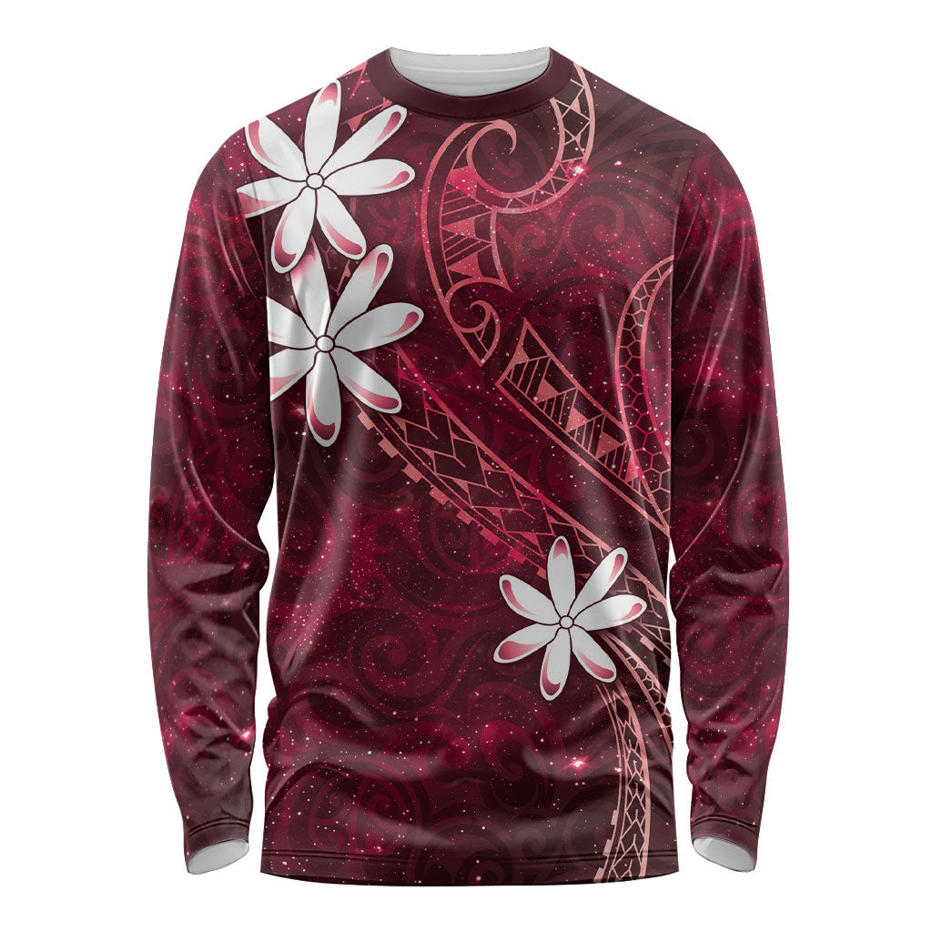 Tahiti Matarii Long Sleeve Shirt Tahitian Spring Red Galaxy LT05 Unisex Red - Polynesian Pride