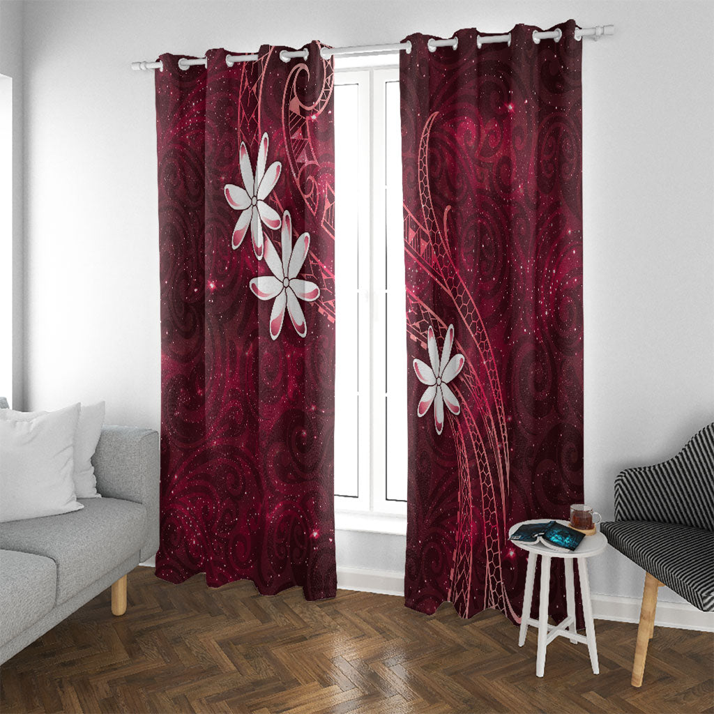 Tahiti Matarii Window Curtain Tahitian Spring Red Galaxy LT05 With Grommets Red - Polynesian Pride