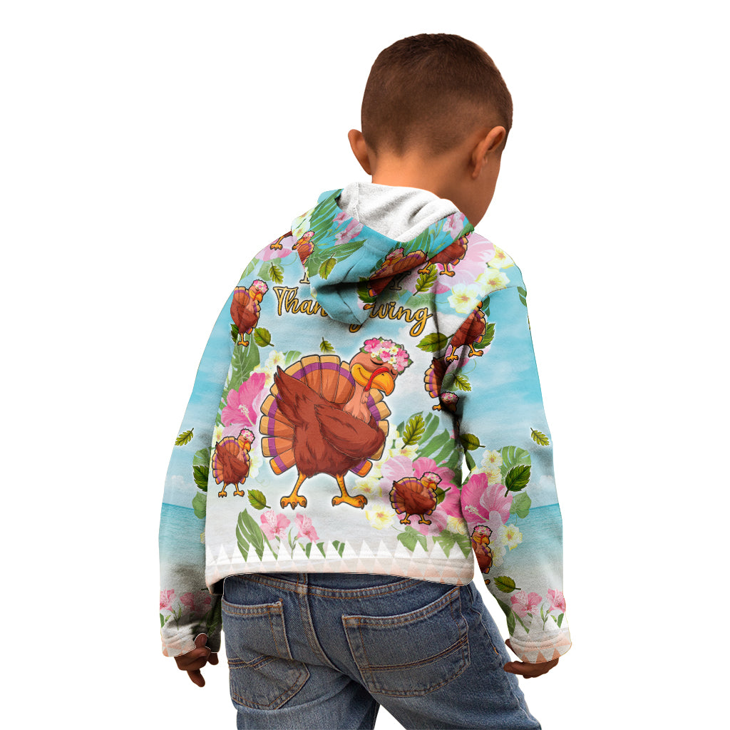 Hawaii Thanksgiving Kid Hoodie Funny Turkey Dabbing Dance LT05 - Polynesian Pride