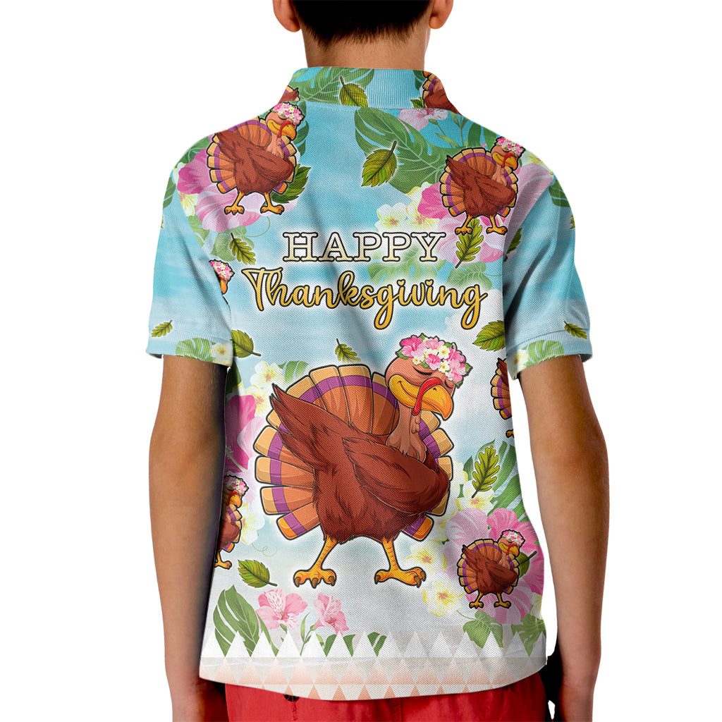 Hawaii Thanksgiving Kid Polo Shirt Funny Turkey Dabbing Dance LT05 - Polynesian Pride