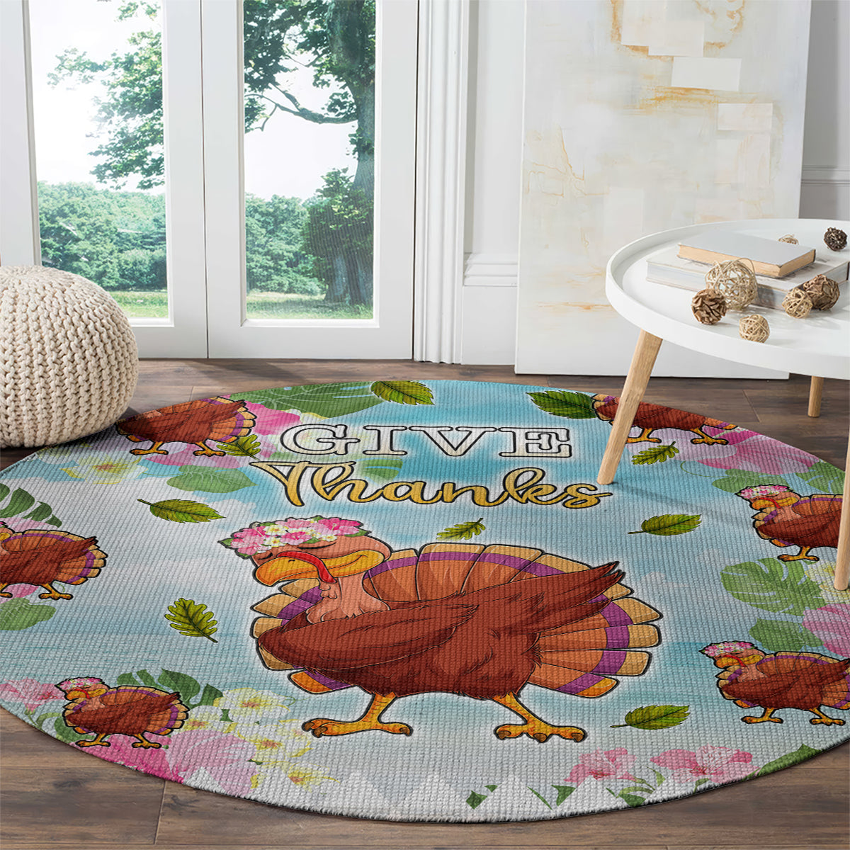 Hawaii Thanksgiving Round Carpet Funny Turkey Dabbing Dance LT05 - Polynesian Pride