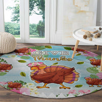 Hawaii Thanksgiving Round Carpet Funny Turkey Dabbing Dance LT05 - Polynesian Pride