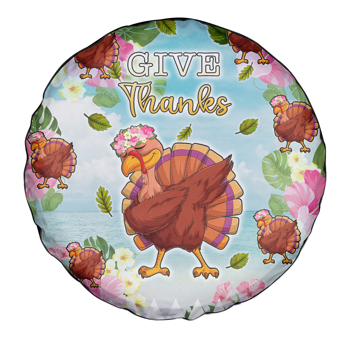 Hawaii Thanksgiving Spare Tire Cover Funny Turkey Dabbing Dance LT05 - Polynesian Pride