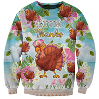 Hawaii Thanksgiving Sweatshirt Funny Turkey Dabbing Dance LT05 Unisex Blue - Polynesian Pride