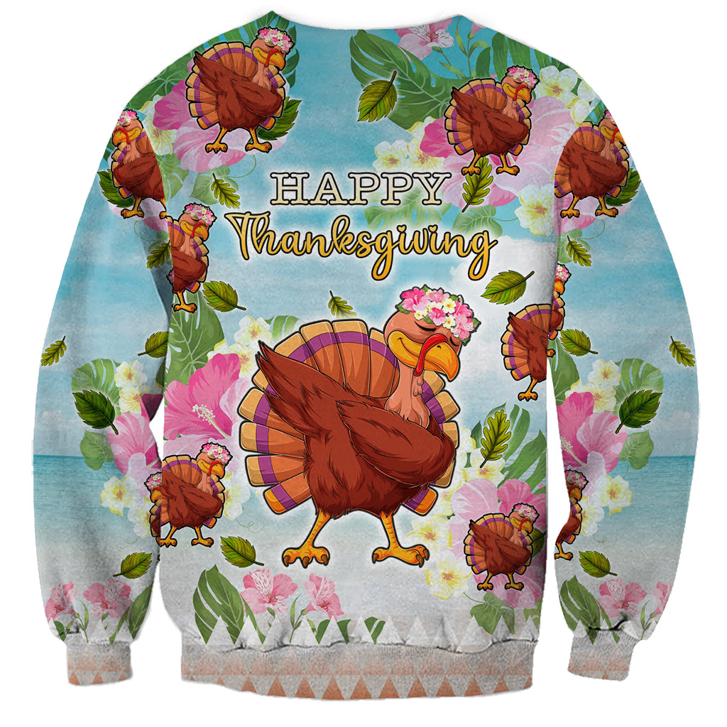 Hawaii Thanksgiving Sweatshirt Funny Turkey Dabbing Dance LT05 - Polynesian Pride