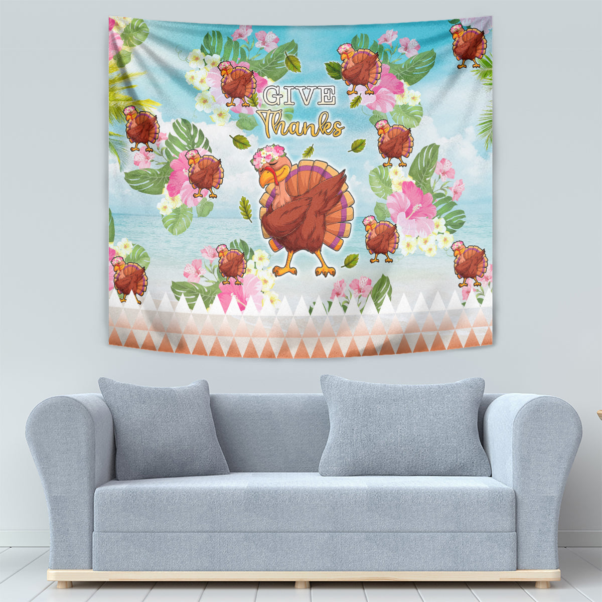 Hawaii Thanksgiving Tapestry Funny Turkey Dabbing Dance LT05 - Polynesian Pride