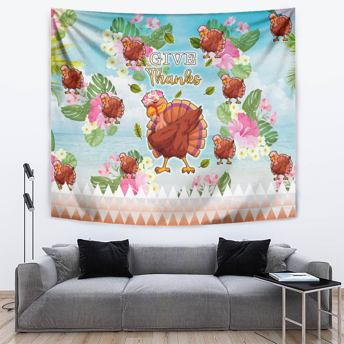 Hawaii Thanksgiving Tapestry Funny Turkey Dabbing Dance LT05 - Polynesian Pride