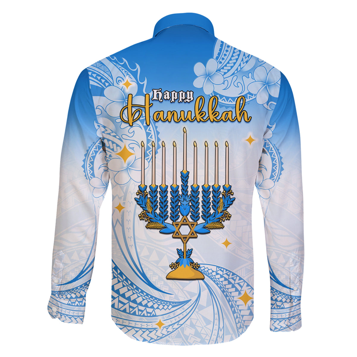 Polynesia Hanukkah Festival Family Matching Off Shoulder Long Sleeve Dress and Hawaiian Shirt With Menorah Polynesian Style LT05 - Polynesian Pride