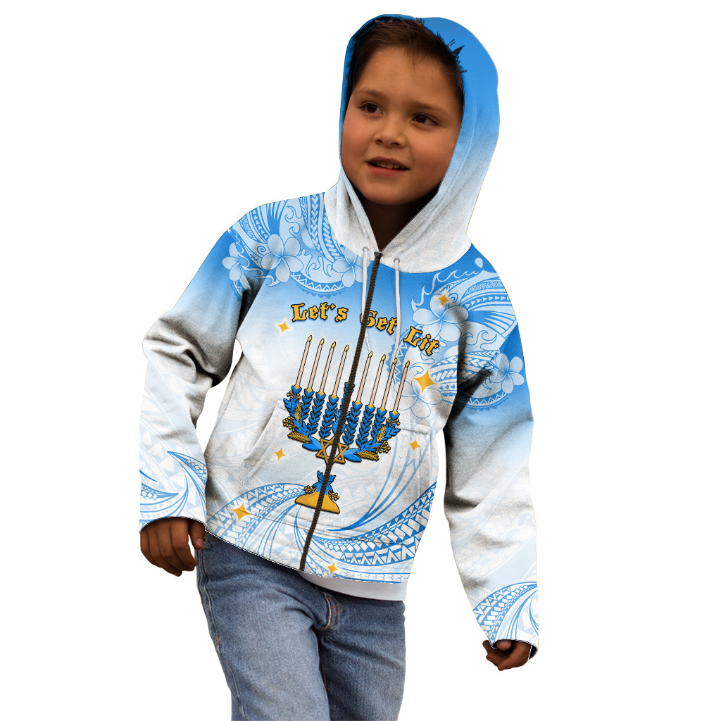 Polynesia Hanukkah Festival Kid Hoodie With Menorah Polynesian Style LT05 - Polynesian Pride