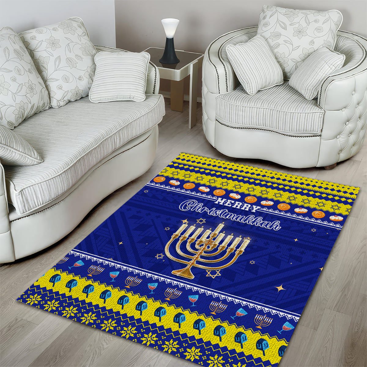 Polynesia Christmukkah Area Rug Menorah With Polynesian Tribal Pattern LT05 - Polynesian Pride