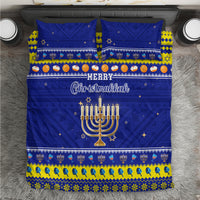 Polynesia Christmukkah Bedding Set Menorah With Polynesian Tribal Pattern LT05 Blue - Polynesian Pride