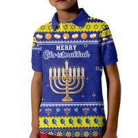Personalised Polynesia Christmukkah Kid Polo Shirt Menorah With Polynesian Tribal Pattern LT05 Kid Blue - Polynesian Pride