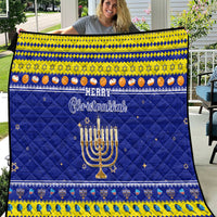Polynesia Christmukkah Quilt Menorah With Polynesian Tribal Pattern LT05 Blue - Polynesian Pride