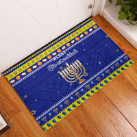Polynesia Christmukkah Rubber Doormat Menorah With Polynesian Tribal Pattern LT05 Blue - Polynesian Pride
