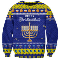 Personalised Polynesia Christmukkah Sweatshirt Menorah With Polynesian Tribal Pattern LT05 Unisex Blue - Polynesian Pride