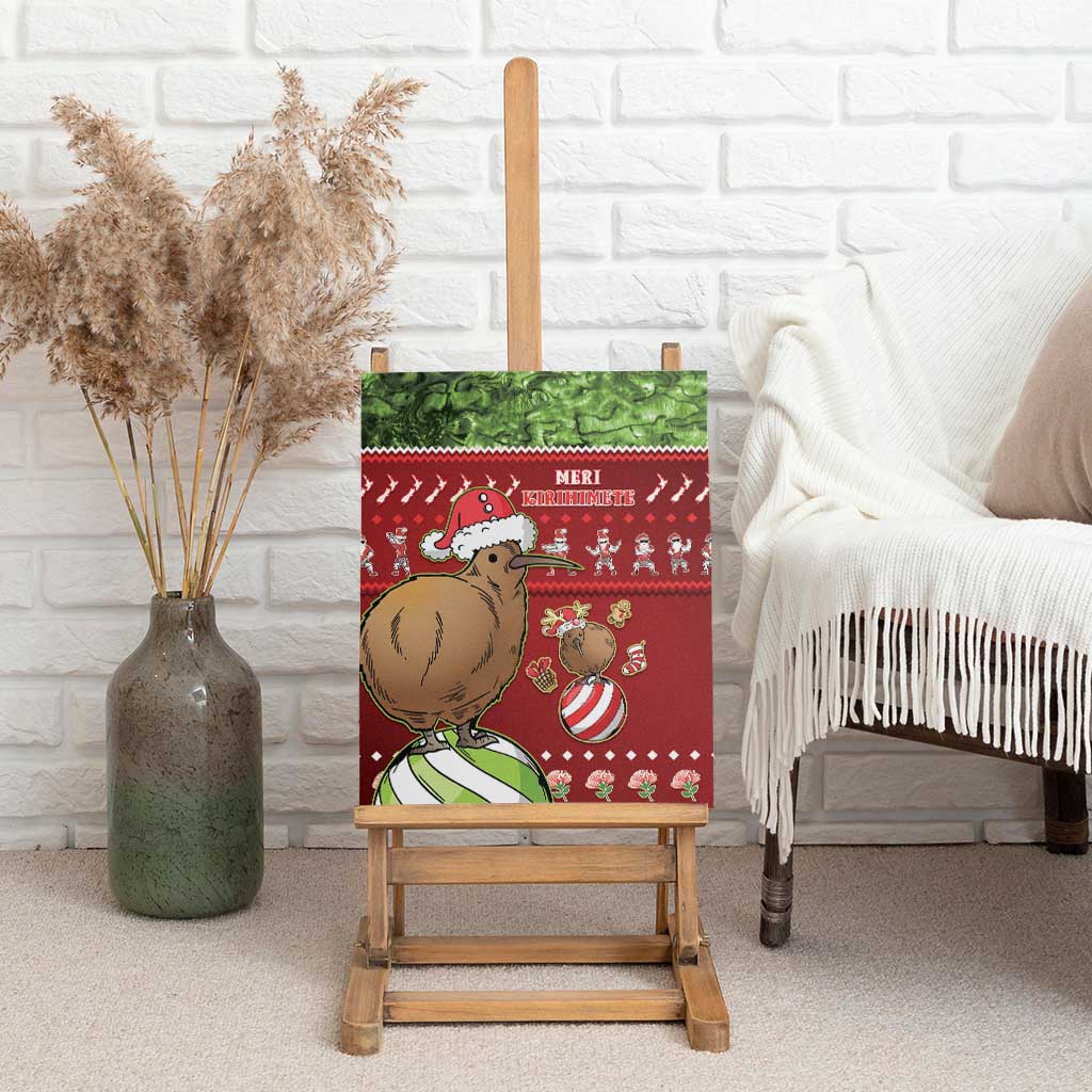 New Zealand Kiwi Christmas Canvas Wall Art Paua Shell Glitter Green