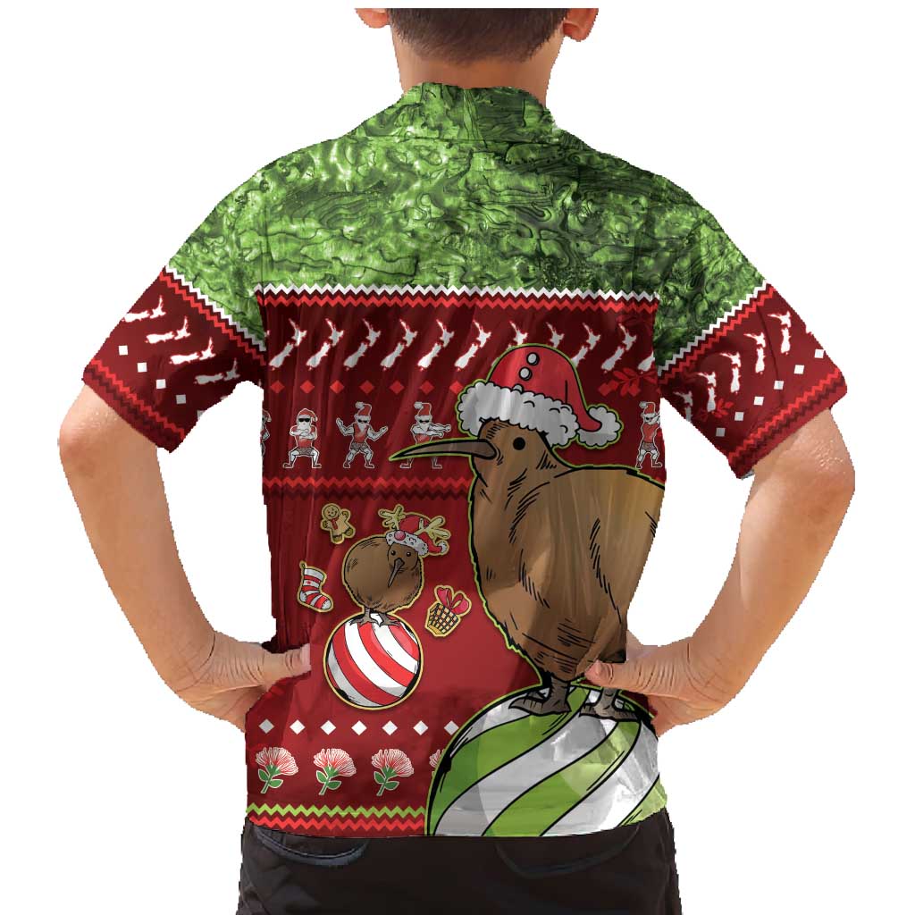 New Zealand Kiwi Christmas Family Matching Mermaid Dress and Hawaiian Shirt Paua Shell Glitter Green LT05 - Polynesian Pride