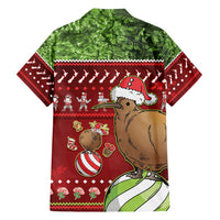 New Zealand Kiwi Christmas Family Matching Off Shoulder Short Dress and Hawaiian Shirt Paua Shell Glitter Green LT05 - Polynesian Pride
