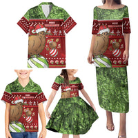 New Zealand Kiwi Christmas Family Matching Puletasi and Hawaiian Shirt Paua Shell Glitter Green LT05 - Polynesian Pride