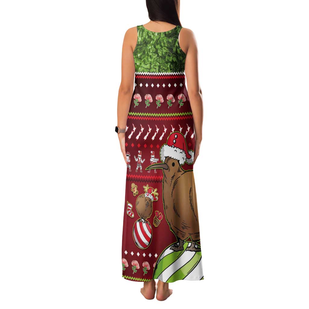 New Zealand Kiwi Christmas Tank Maxi Dress Paua Shell Glitter Green LT05 - Polynesian Pride