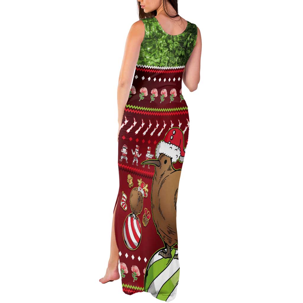 New Zealand Kiwi Christmas Tank Maxi Dress Paua Shell Glitter Green LT05 - Polynesian Pride
