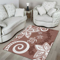 Polynesia Area Rug Brown Tribal Turtle Floral Pattern