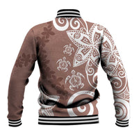 Polynesia Baseball Jacket Brown Tribal Turtle Floral Pattern LT05 - Polynesian Pride