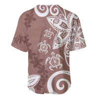Polynesia Baseball Jersey Brown Tribal Turtle Floral Pattern LT05 - Polynesian Pride