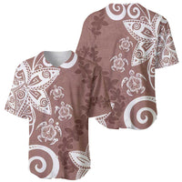 Polynesia Baseball Jersey Brown Tribal Turtle Floral Pattern LT05 - Polynesian Pride