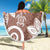 Polynesia Beach Blanket Brown Tribal Turtle Floral Pattern