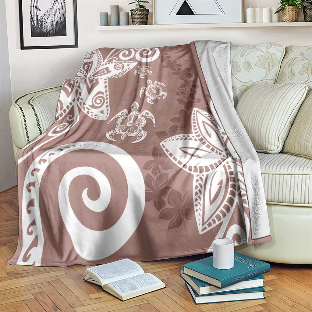 Polynesia Blanket Brown Tribal Turtle Floral Pattern