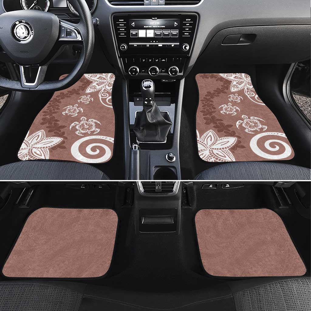 Polynesia Car Mats Brown Tribal Turtle Floral Pattern