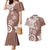 Polynesia Couples Matching Mermaid Dress and Hawaiian Shirt Brown Tribal Turtle Floral Pattern